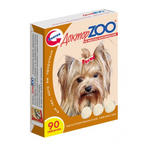 Витаминно-минеральная добавка для собак Doctor Zoo со вкусом копченостей таблетки 90 таб.