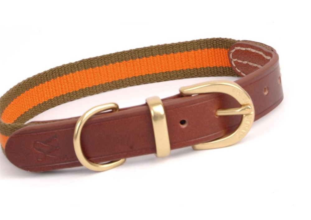 

Ошейник Waifs&Strays комбинированная коричневая кожа/оранжевая тесьма кожа l