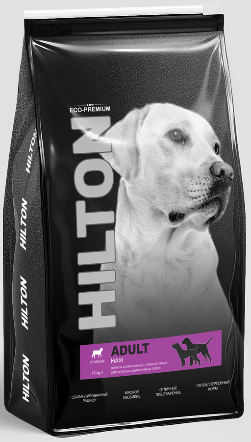 Сухой корм для собак HILTON гипоаллергенный с пребиотиками для взрослых собак крупных пород с ягненком 10 кг 4929₽