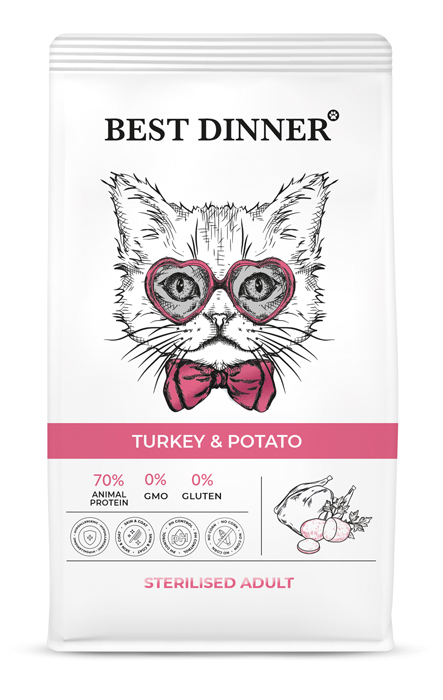

Сухой корм для кошек Best Dinner Эдалт Стерилизат с индейкой и Картофелем 1,5 кг