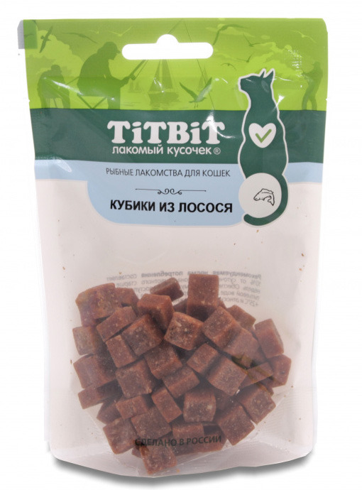 

Лакомство для кошек Titbit Кубики из лосося 0,06 кг