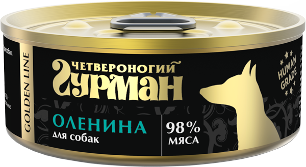 Влажный корм для собак Четвероногий Гурман Golden line Оленина 100 г 01 кг 183₽