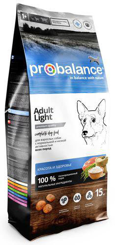 

Сухой корм для собак ProBalance Adult Light 15 кг