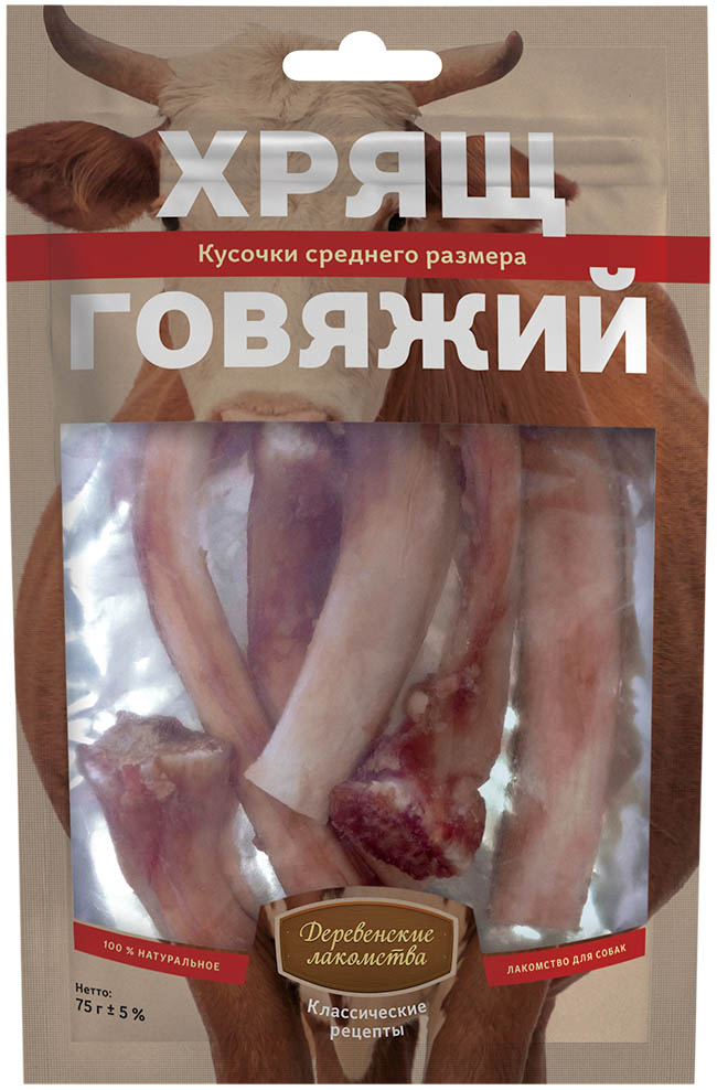 

Лакомство для собак Деревенские Лакомства Хрящ говяжий средний размер 0,077 кг