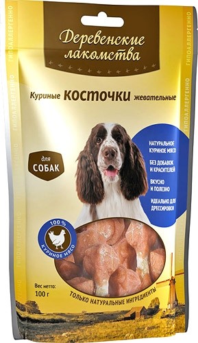 

Лакомство для собак Деревенские Лакомства 100% Мяса Куриные косточки жевательные 0,09 кг