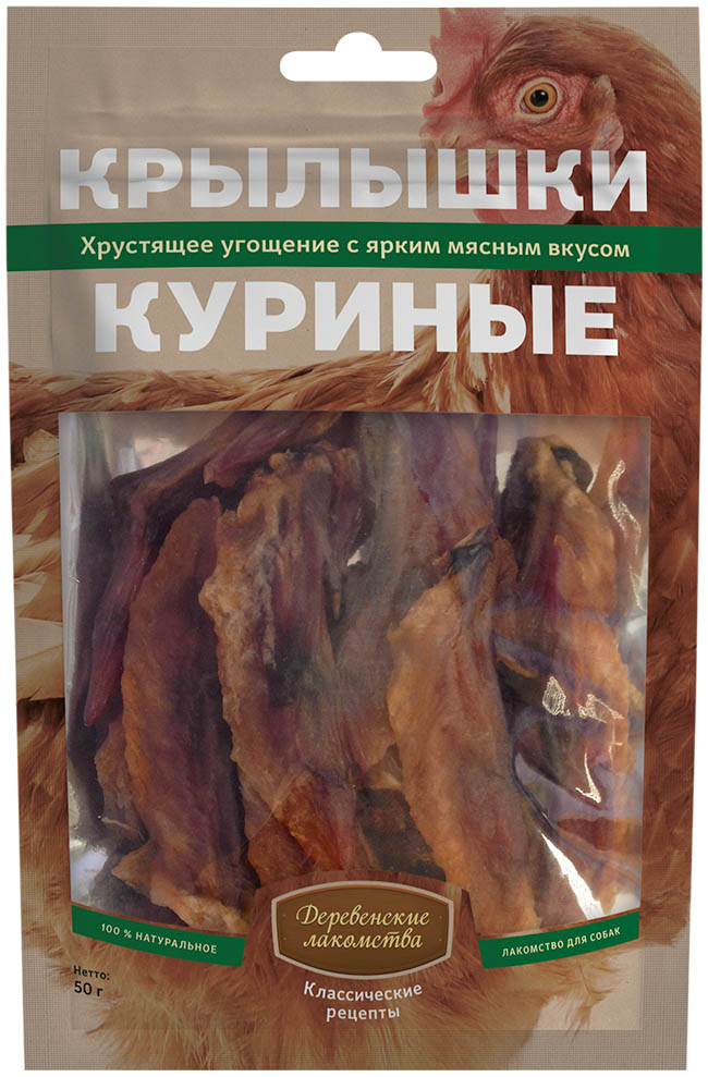 

Лакомство для собак Деревенские Лакомства Крылышки куриные 0,052 кг