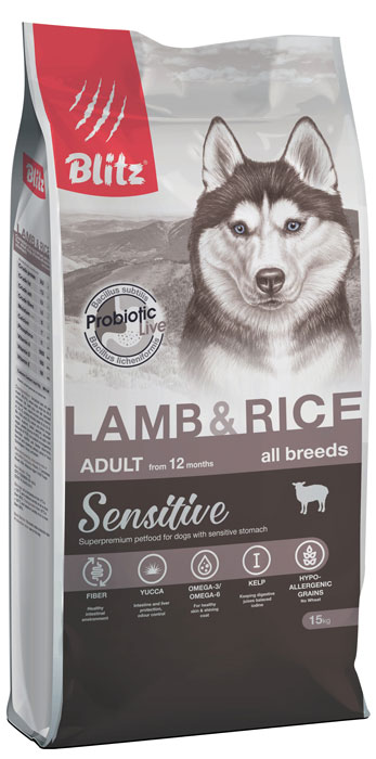 

Сухой корм для собак Blitz Adult Lamb & Rice 15 кг