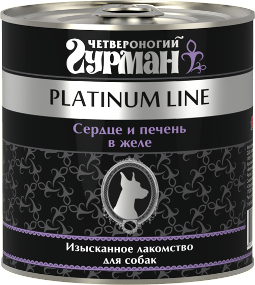Влажный корм для собак Четвероногий Гурман Platinum line Сердце и печень в желе 024 кг 214₽
