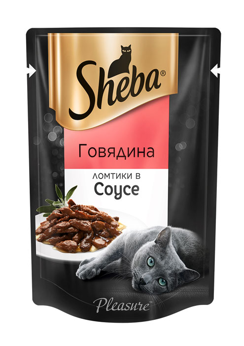 

Влажный корм для кошек Sheba Pleasure говядина ломтики в соусе пауч 0,085 кг